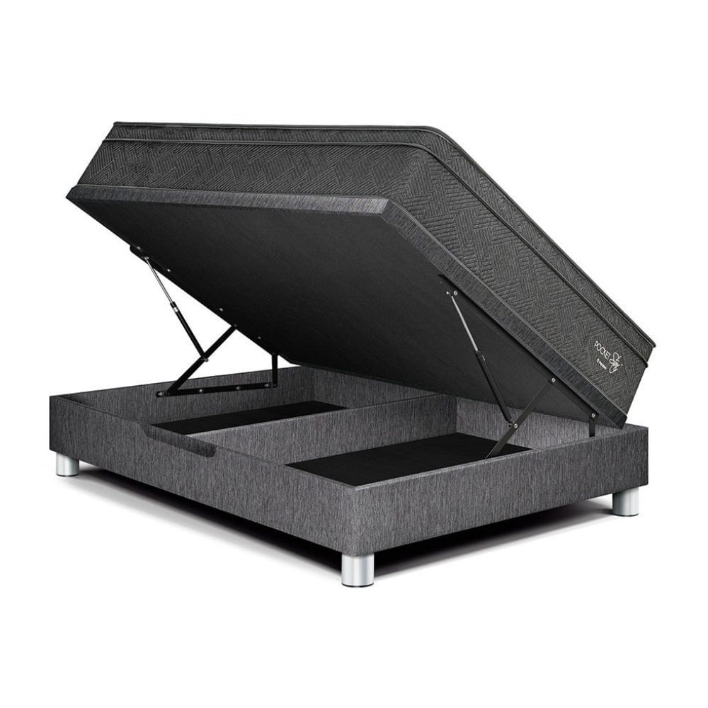 Cama Boxet Pocket Star 2 Plazas Gris Paraiso