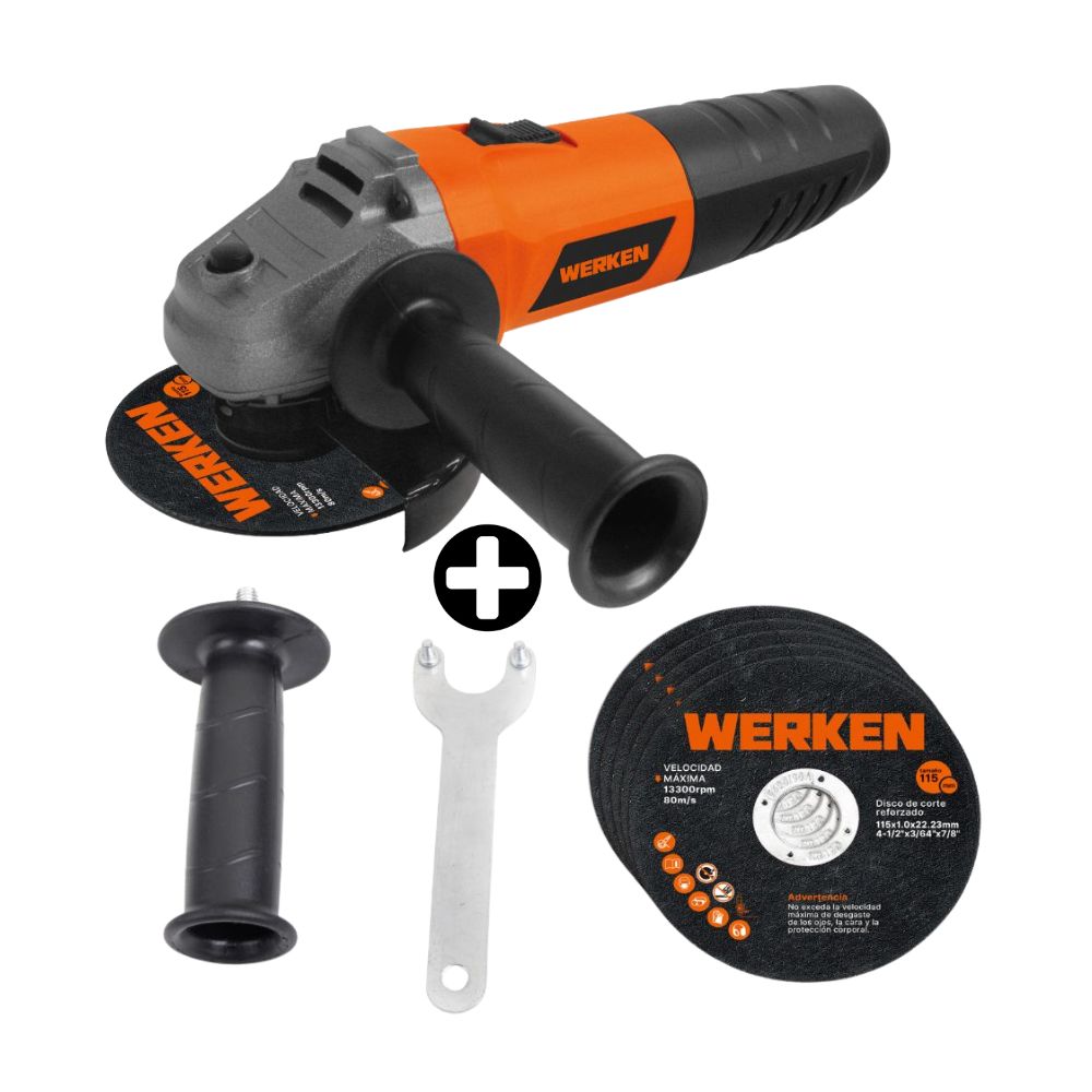 Amoladora Werken KF-AG15-WC 115mm 800W + 5 Discos