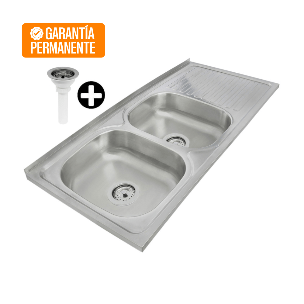 Lavadero 2 pozas con escurridor 120x50cm para mueble Record