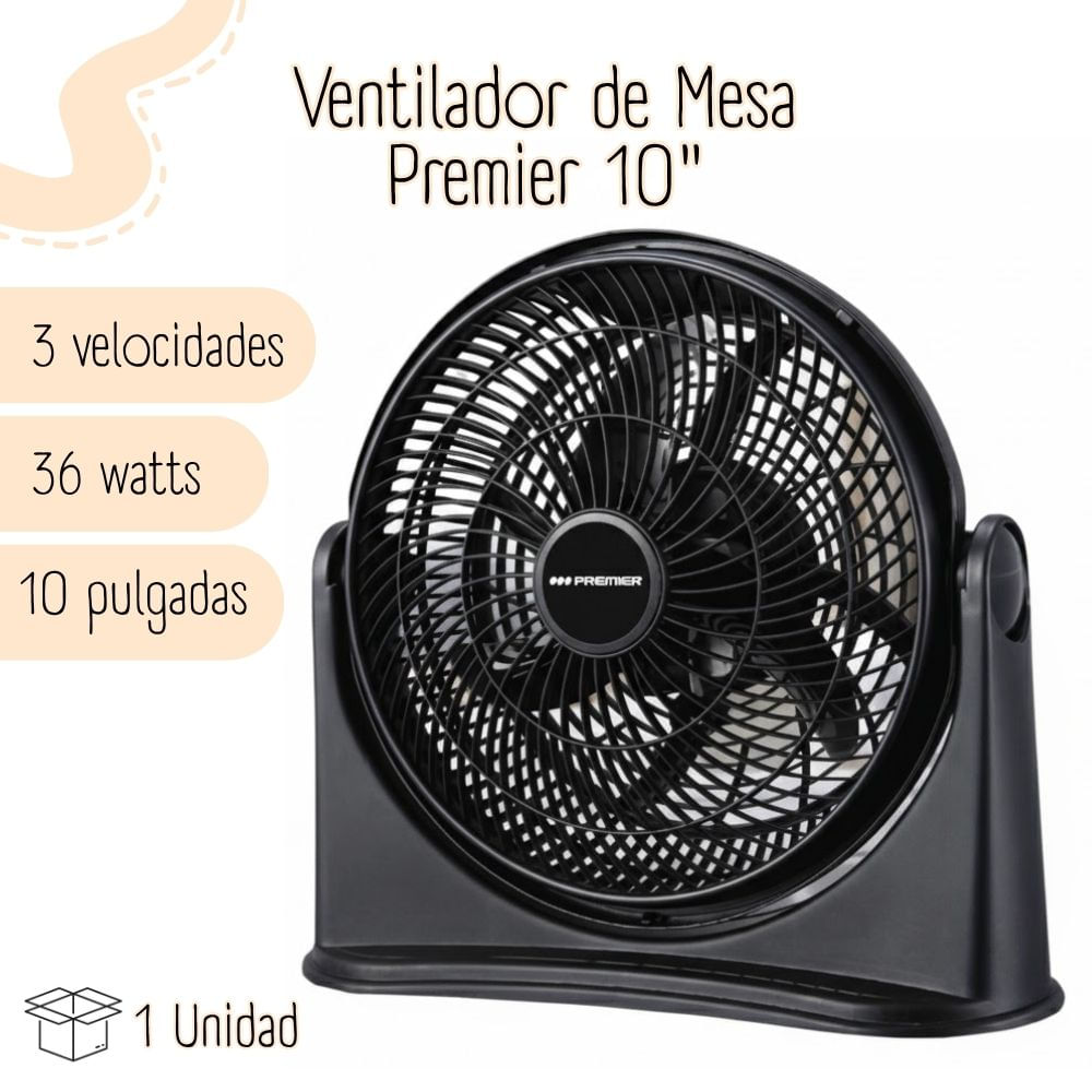 Ventilador Premier de Mesa de 10” - NEGRO