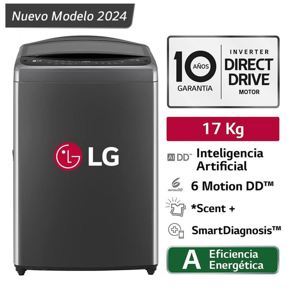 Lavadora LG 17 kg Carga Superior Inteligencia Artificial Negro Claro WT17BV6T