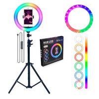 Aro De Luz Led 30Cm Trípode 21M Luz Blanca Calida RGB