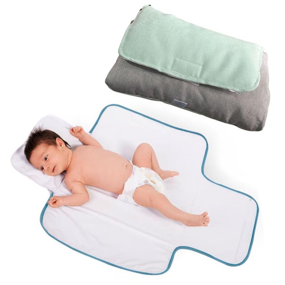 Almohada Y Cambiador Acolchado Portátil Bebé Verde