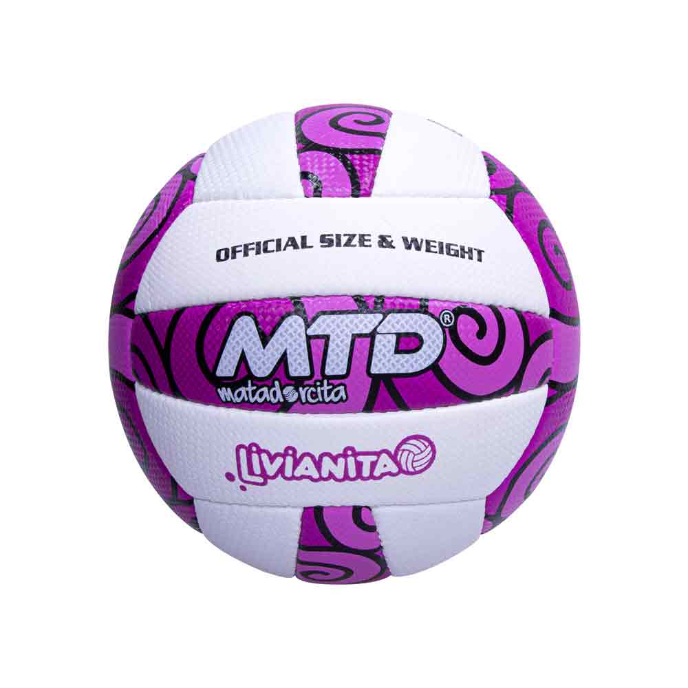 PELOTA P/VOLEY PU/PVC HIBRIDO COSIDO LIVIANITA Color ROSADO/BLANCO Talla 5