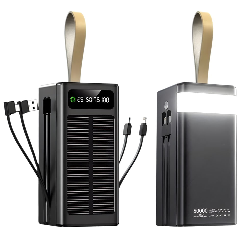 Power Bank Solar 50000mah Carga Rápida 22.5w 8 Puertos