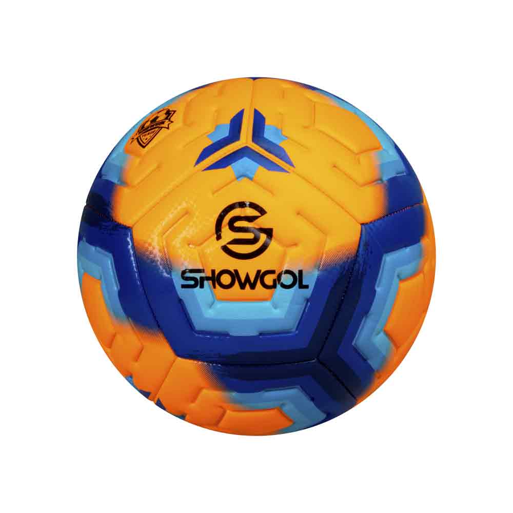 PELOTA P/FUTBOL SHOWGOL CUERO PVC FOAM I Color NARANJA/AZUL Talla 4