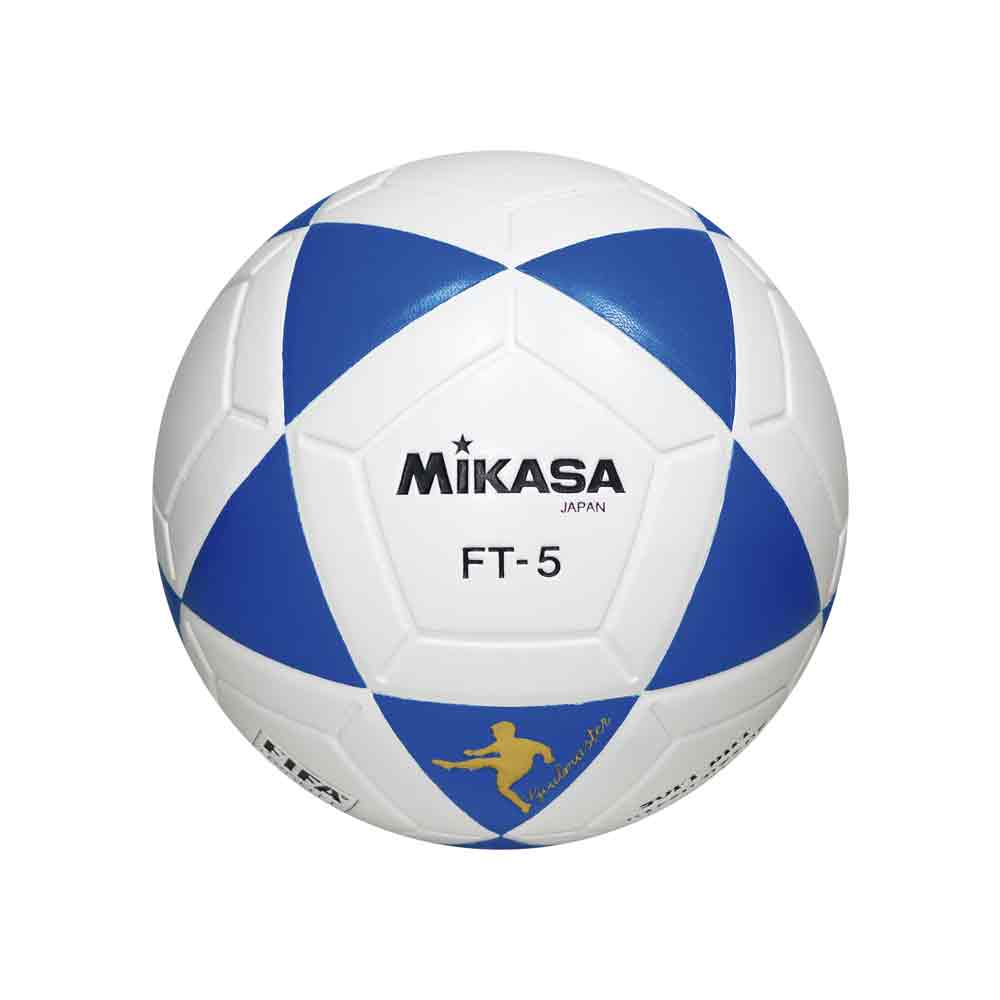 PELOTA P/FUTBOL MIKASA FT-5B CUERO SINT Color BLANCO/AZUL Talla 5