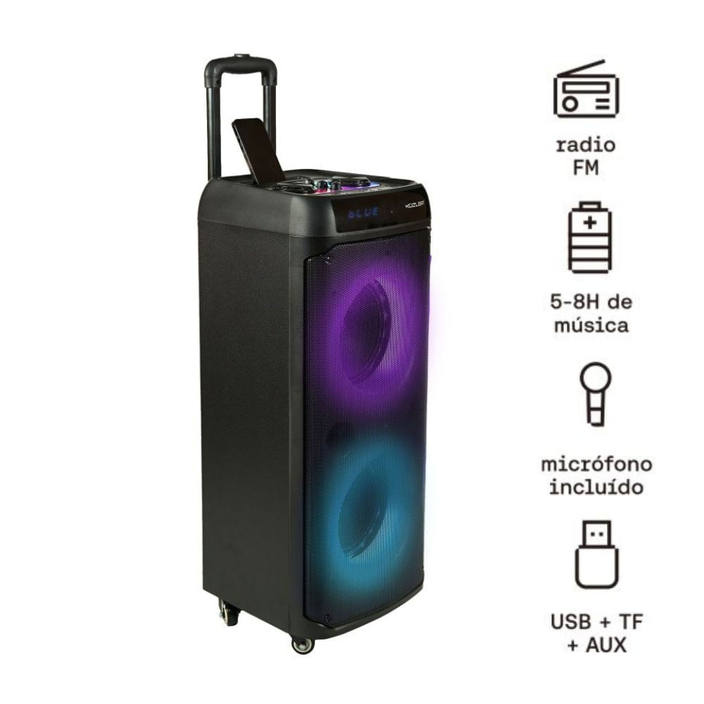 Parlante Karaoke LED 1600W Helge101 Negro por KUZLER