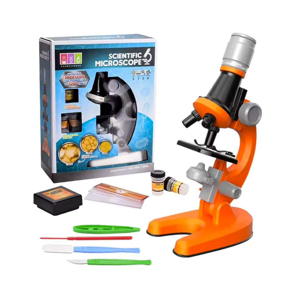 Microscopio Basico Educativo Infantil 3 niveles Naranja