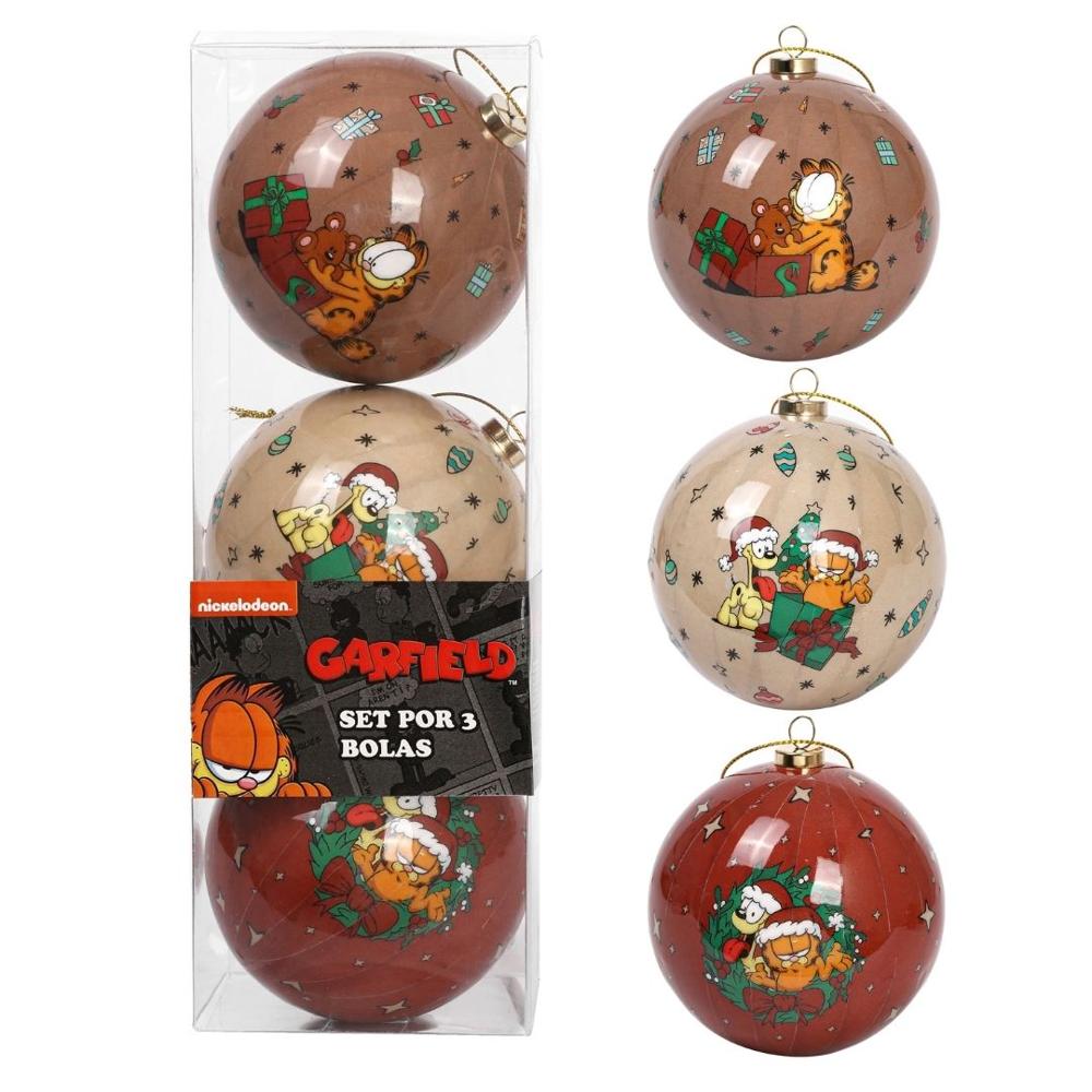 Set de Bolas Navideñas Garfield X3 unds 8cm Modelo 1