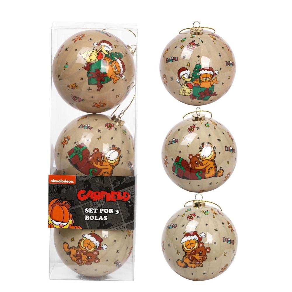 Set de Bolas Navideñas Garfield X3 unds 8cm Modelo 3