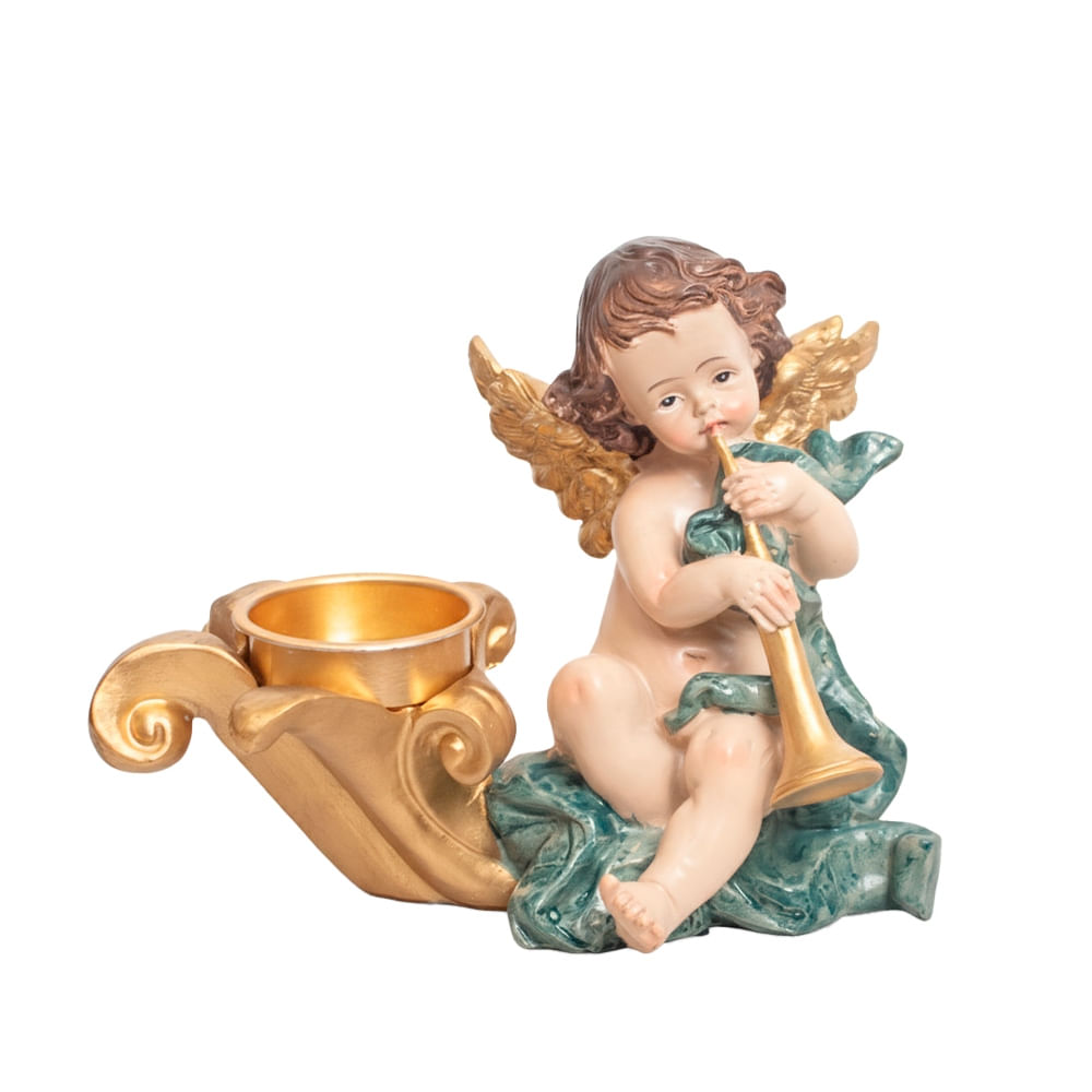 Ángel Porta Vela Con Corneta Poliresina Ángel Porta Vela Con Corneta Poliresina