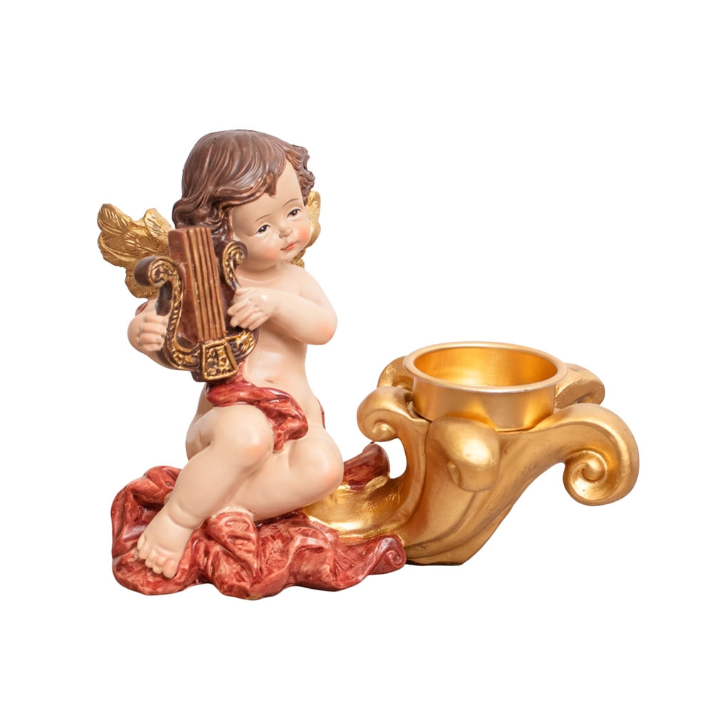 Ángel Porta Vela Con Lira Poliresina Ángel Porta Vela Con Lira Poliresina
