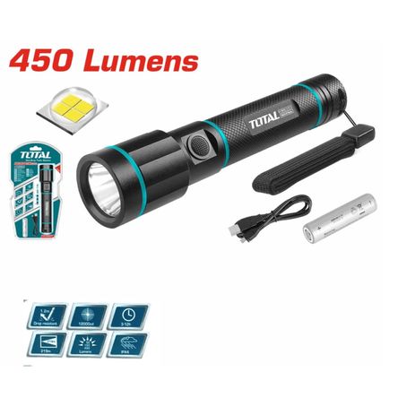 Linterna de mano de aluminio 450lm total - TCFL1865051 Linterna de mano de aluminio 450lm total - TCFL1865051