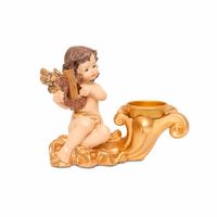 Ángel Porta Vela Panadecor Dorado Con Lira 12.7Cm Poliresina Poliresina