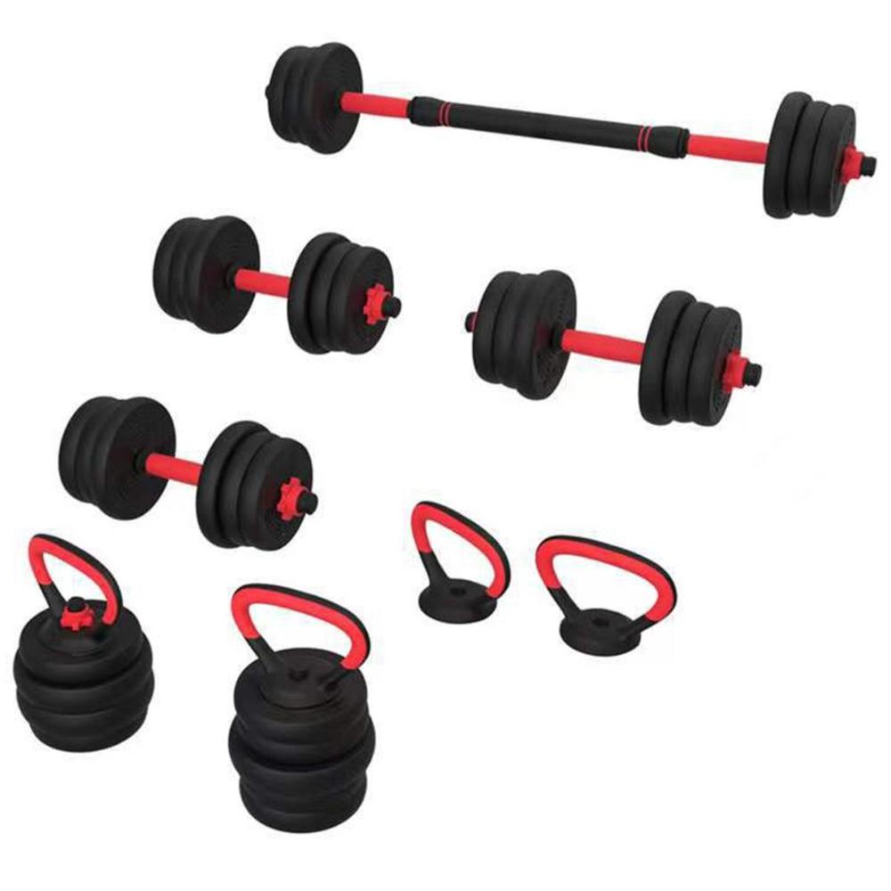 Set Pesas Convertible A Barra Y Pesa Rusa Mancuernas de 30kg