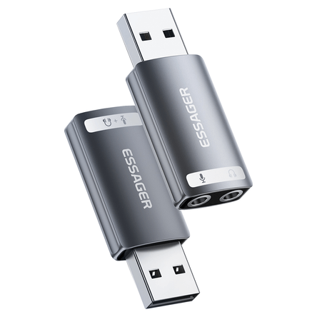 Tarjeta De Sonido Externa USB A 2 Entradas Jack Essager Tarjeta De Sonido Externa USB A 2 Entradas Jack Essager