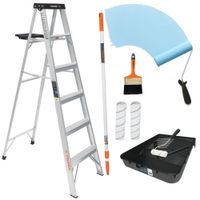 COMBO Escalera tijera 5 peldaños, kit pintor MEGADUMBO FINO ACABADO