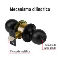 CHAPA BOLA Cerradura pomo negro esfera recámara HERMEX