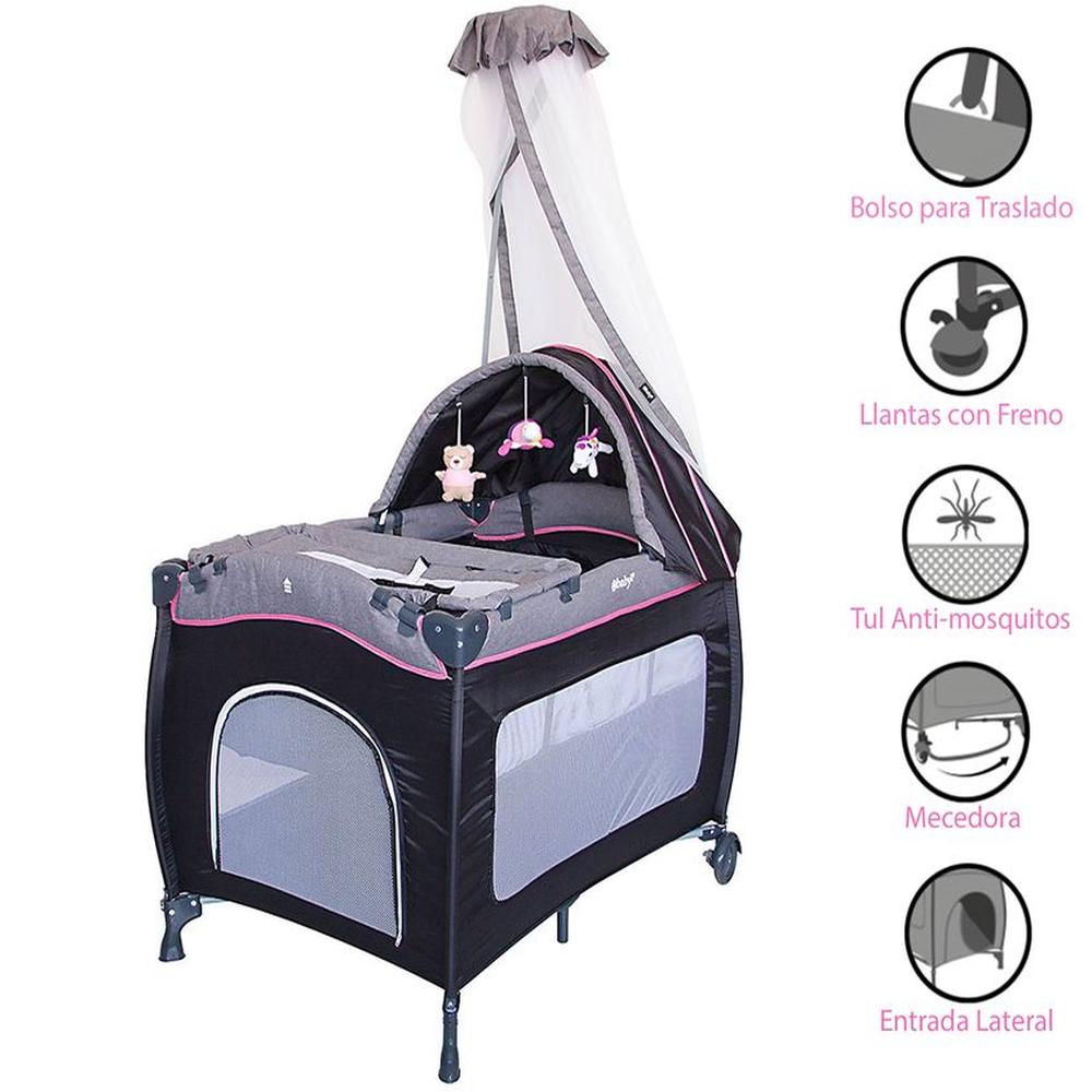 Cuna Corral Mecedora SALLY 716 Tul Reina Rosado