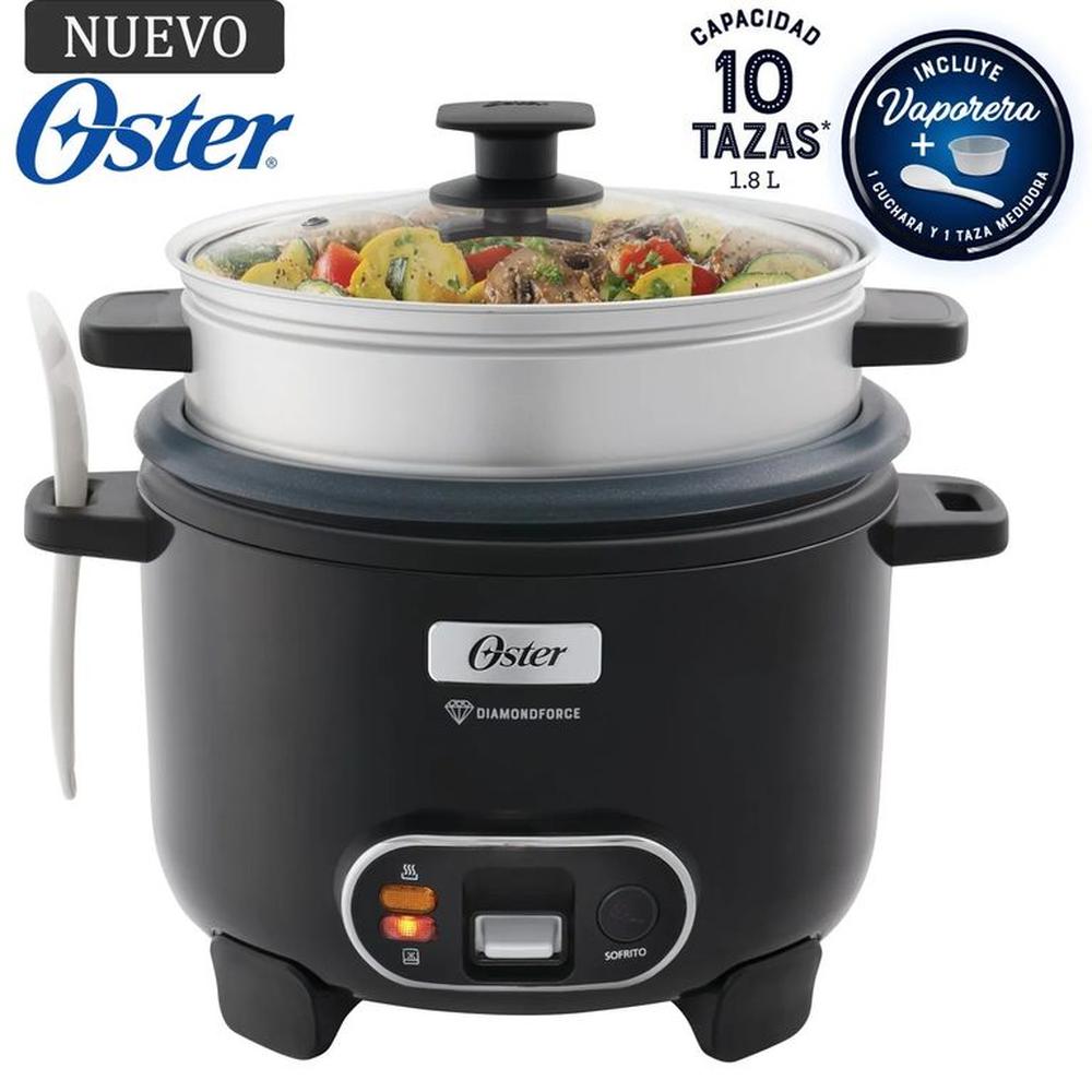 Arrocera Oster  Sofrito Vaporera DiamondForce Negra CKSTRC10DFBLK