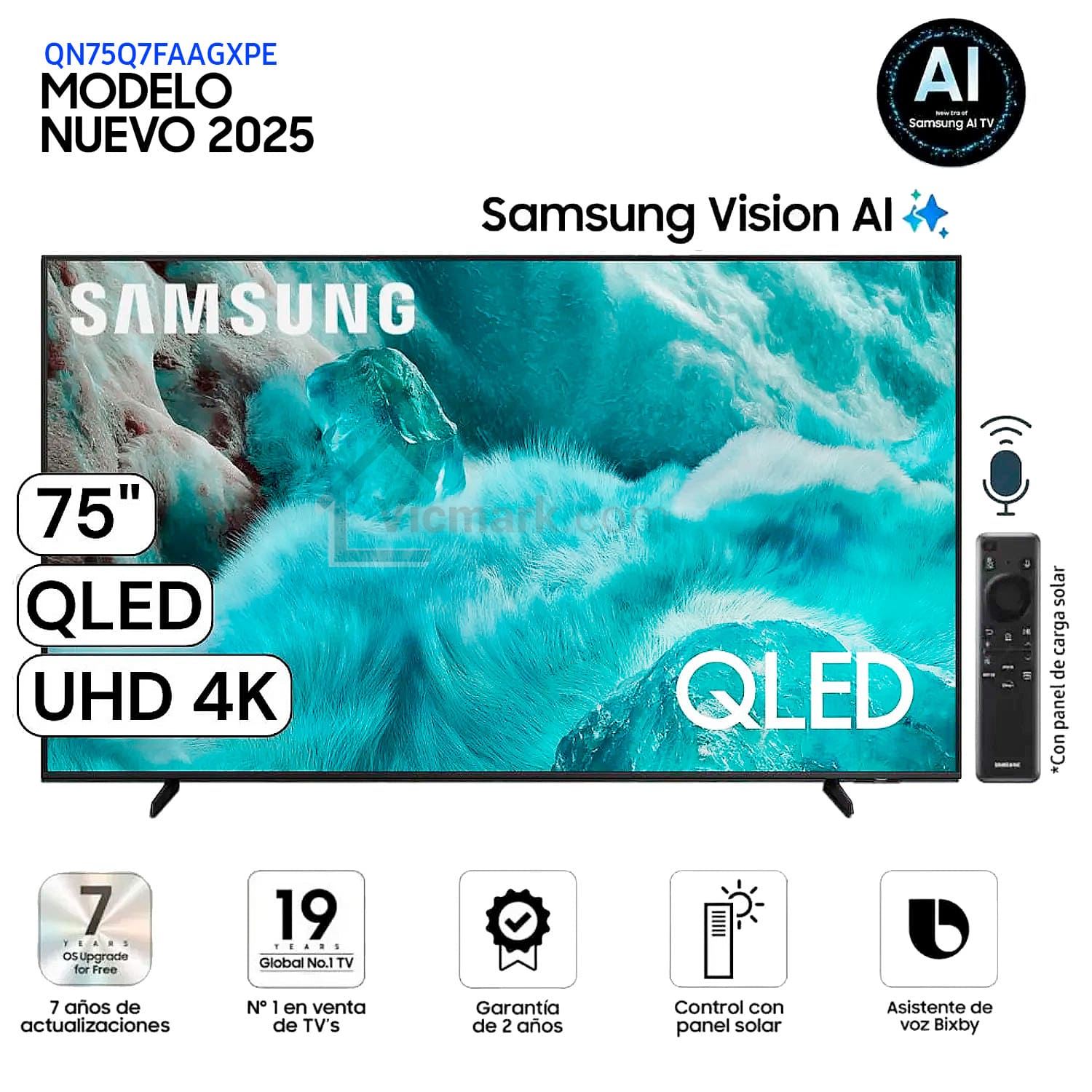 Televisor Samsung 75 Pulg QLED QN75Q7FAAGXPE Vision Ai Smart Tv Modelo 2025