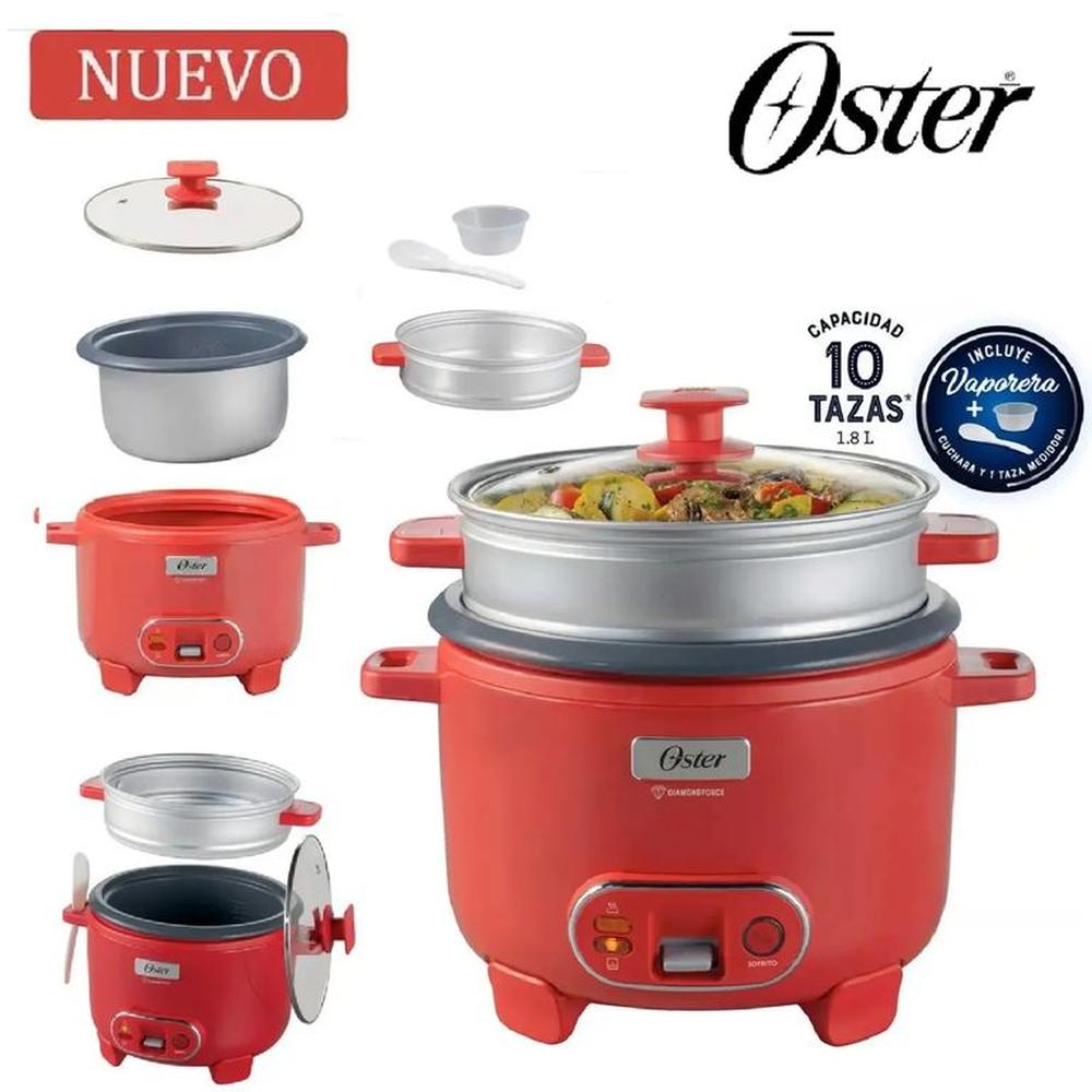 Olla Arrocera Oster 1.8L 3 en 1 Función de Sofrito Rojo CKSTRC10DFPNK