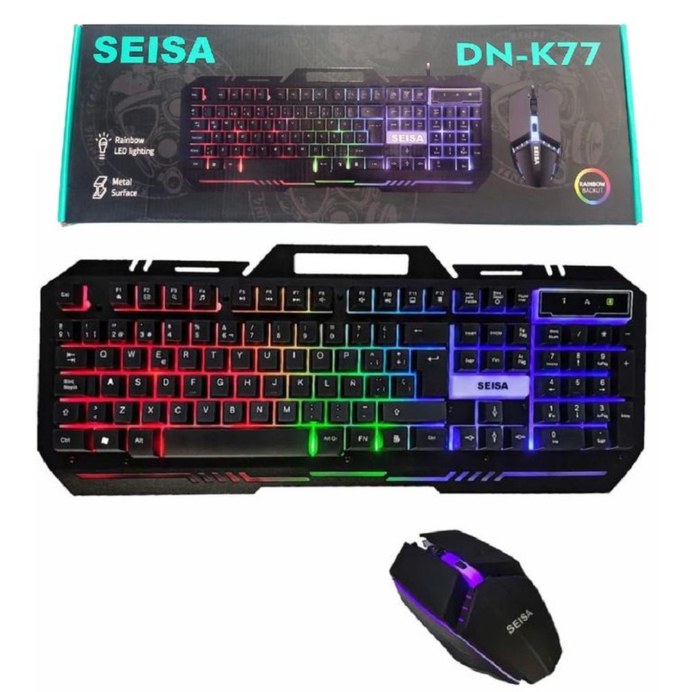 Kit Teclado y Mouse Gamer Alambrico para Pc y Laptop Luces RGB