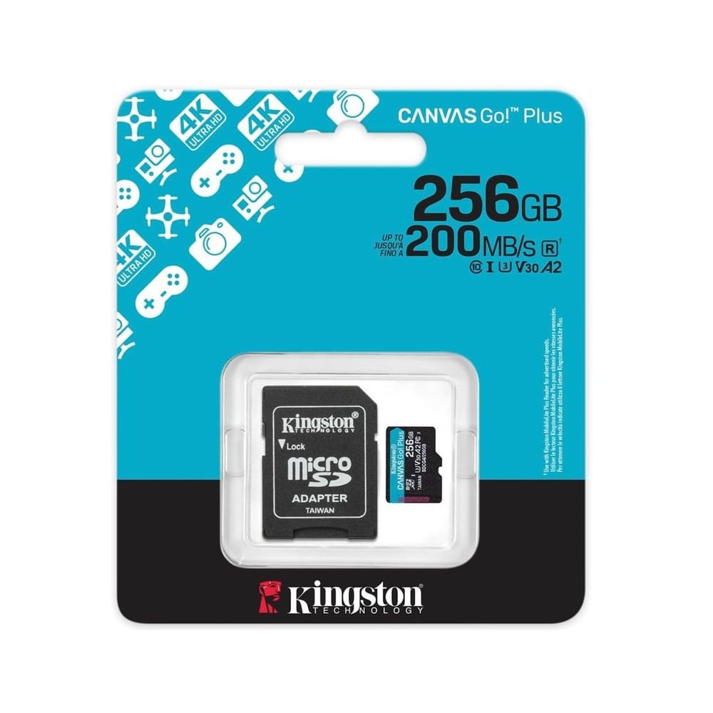 Memoria Micro SD Kingston CANVAS 256GB Go Plus 200MBs