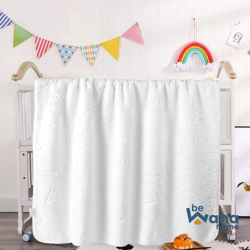 Manta para Bebe Suave Polar Alto Relieve white Star