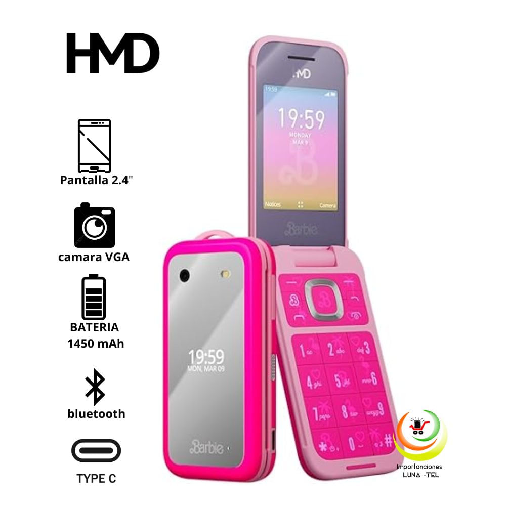 CELULAR BASICO NOKIA HMD BARBIE PHONE TAPA 4G DUAL SIM -ROSADO