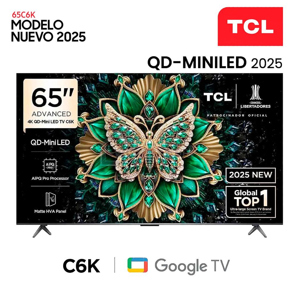 Televisor TCL 65 Pulg Qd Miniled UHD 4K 65C6K Google TV 2025