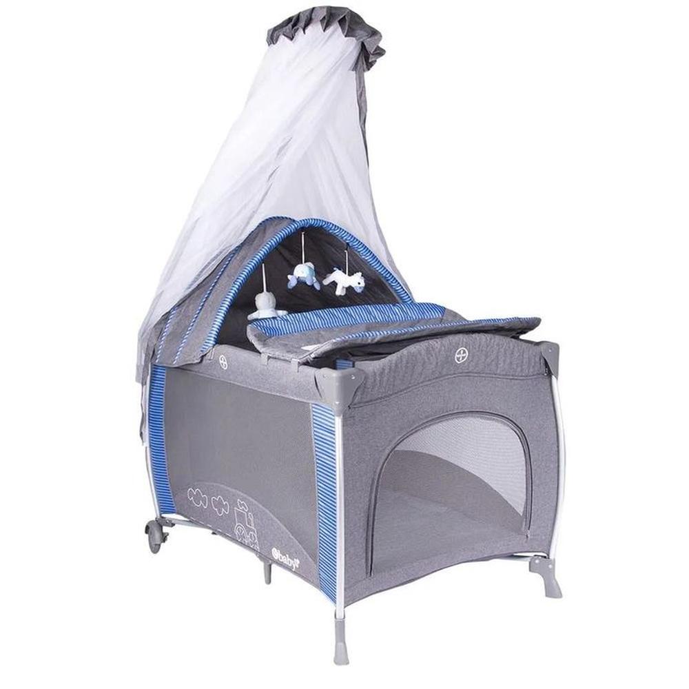 Cuna Corral Aluminio Ebaby NOA 780 Con Tul Reina - Azul