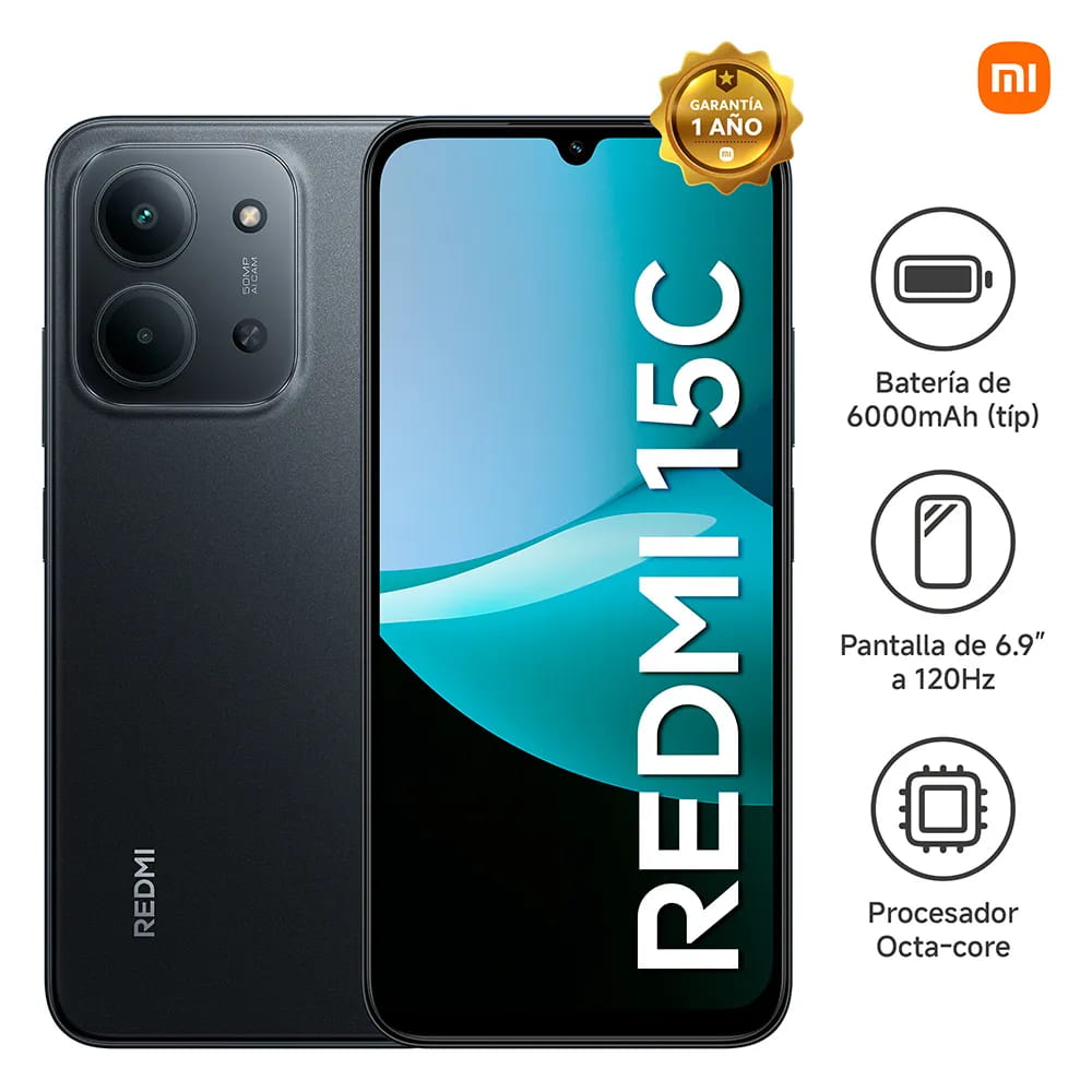 Celular Redmi 15C Midnight Black 4GB RAM 256GB ROM
