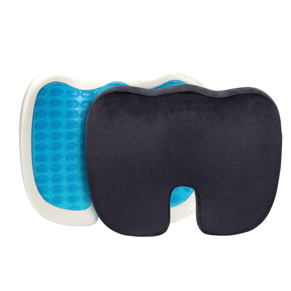 Cojin ortopedico forma u espuma viscoelastica para asiento con funda velboa