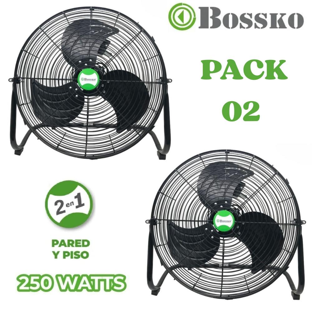 Pack 02 Ventilador Bossko de 18 pulgadas BK-8226VP/NG  250 Watts Color Negro