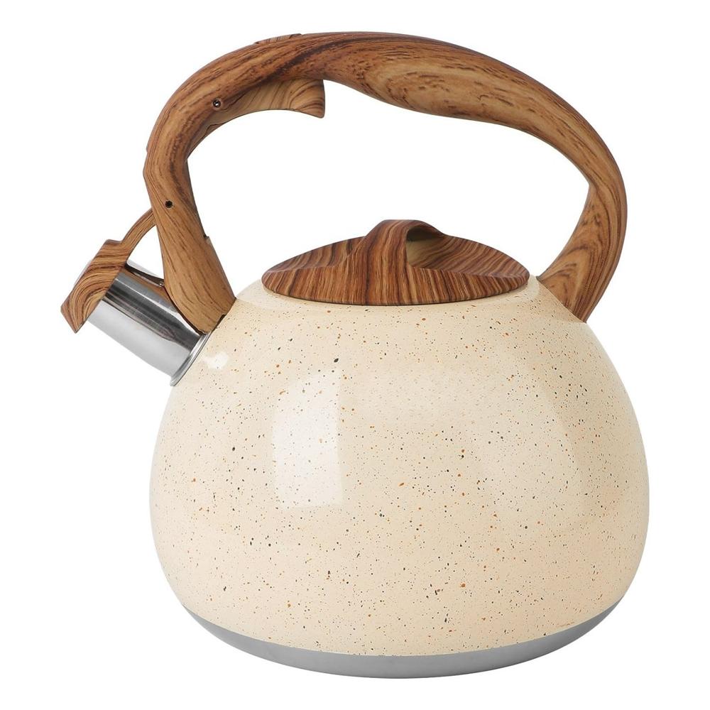 Tetera Silbadora Acero Inox Acabado Granito 5 Litro Crema