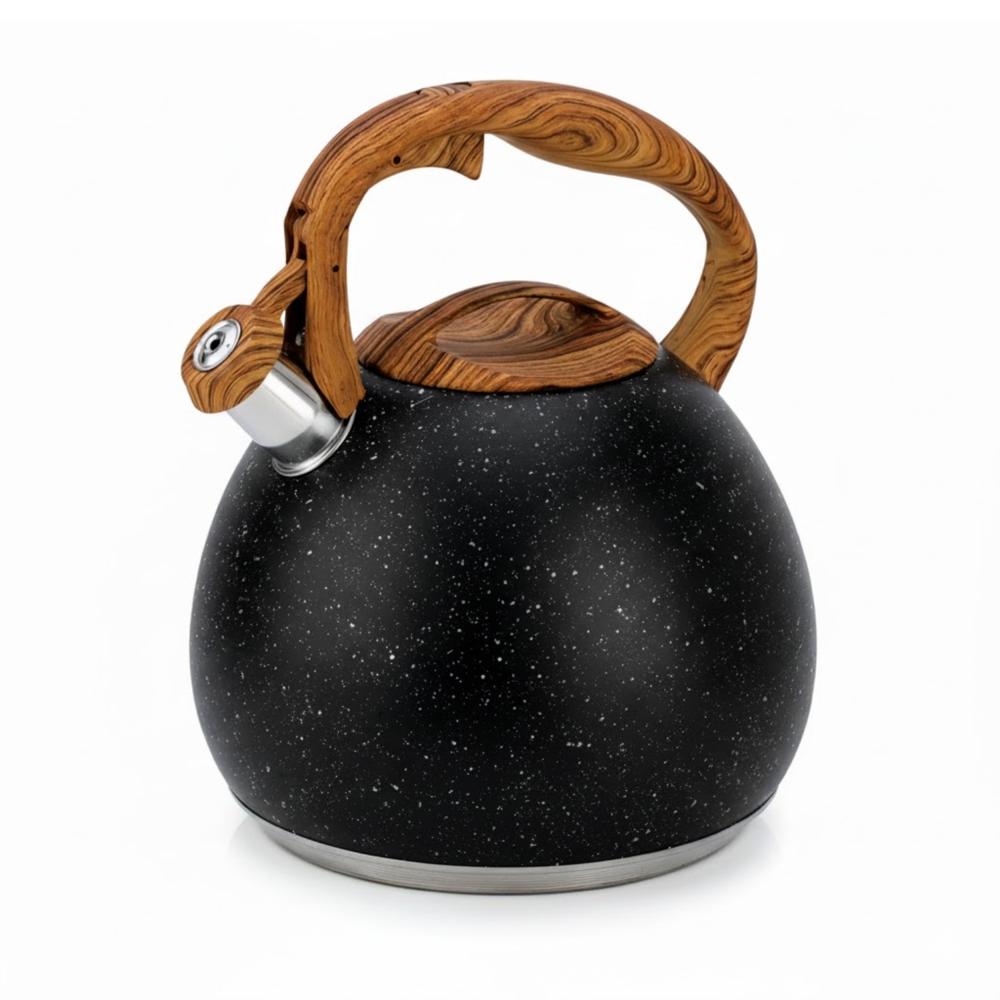 Tetera Silbadora Acero Inox Acabado Granito 5 Litro Negro