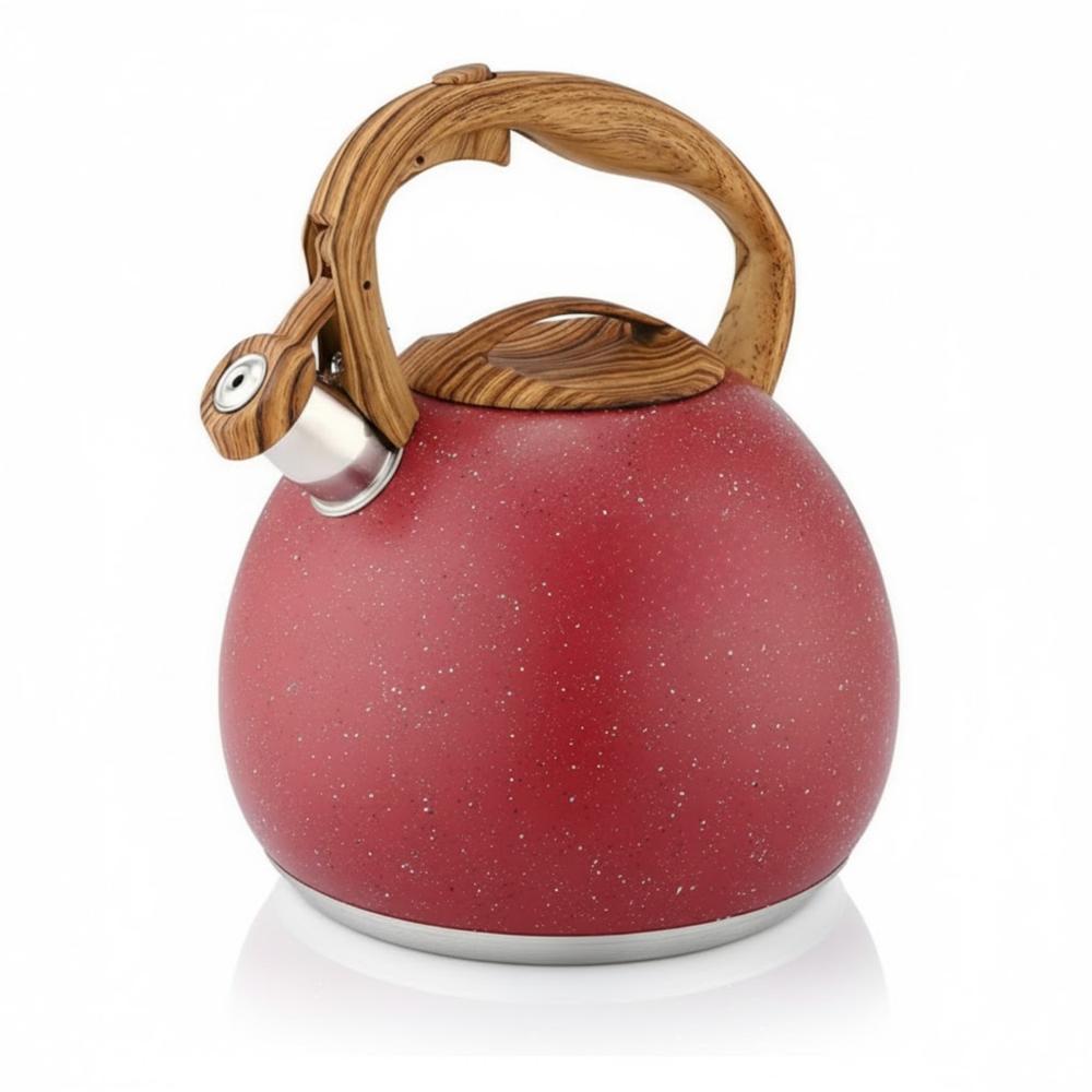 Tetera Silbadora Acero Inox Acabado Granito 5 Litro Rojo