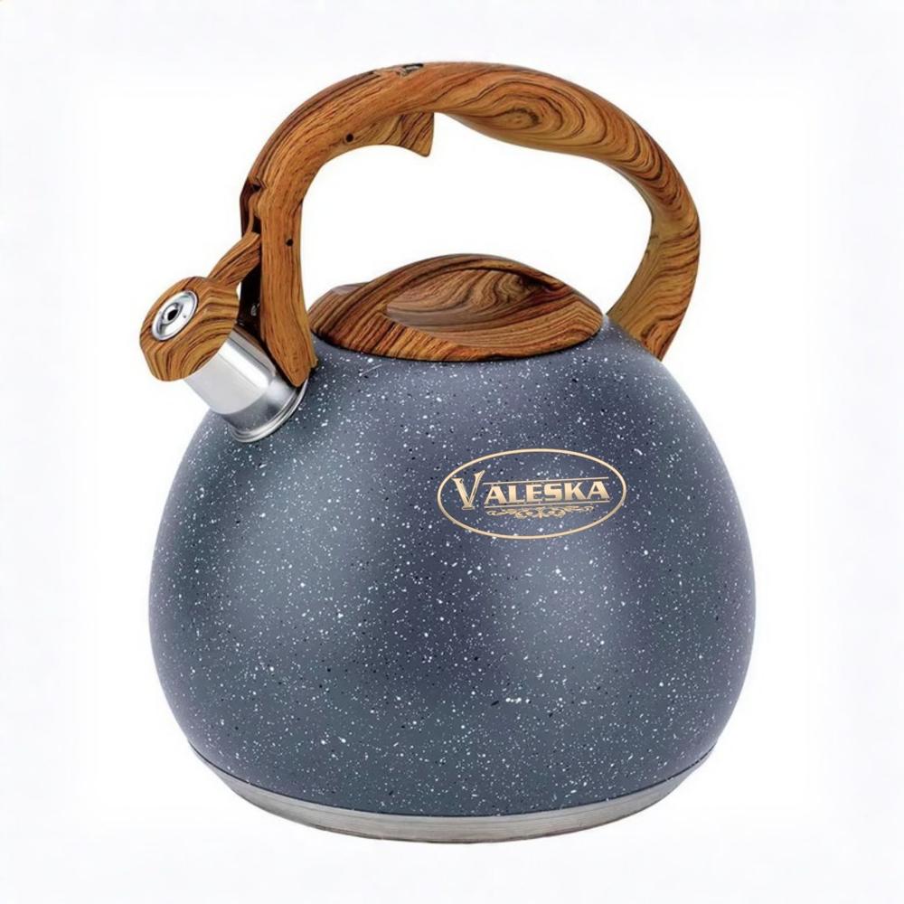 Tetera Silbadora Acero Inoxidable Valeska Acabado Granito 5 Litros Plomo