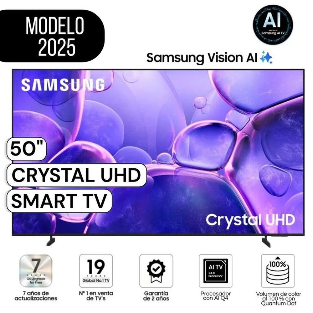 Televisor Samsung 50 Crystal UHD UN50U8000FGXPE Smart TV Modelo 2025 - Negro