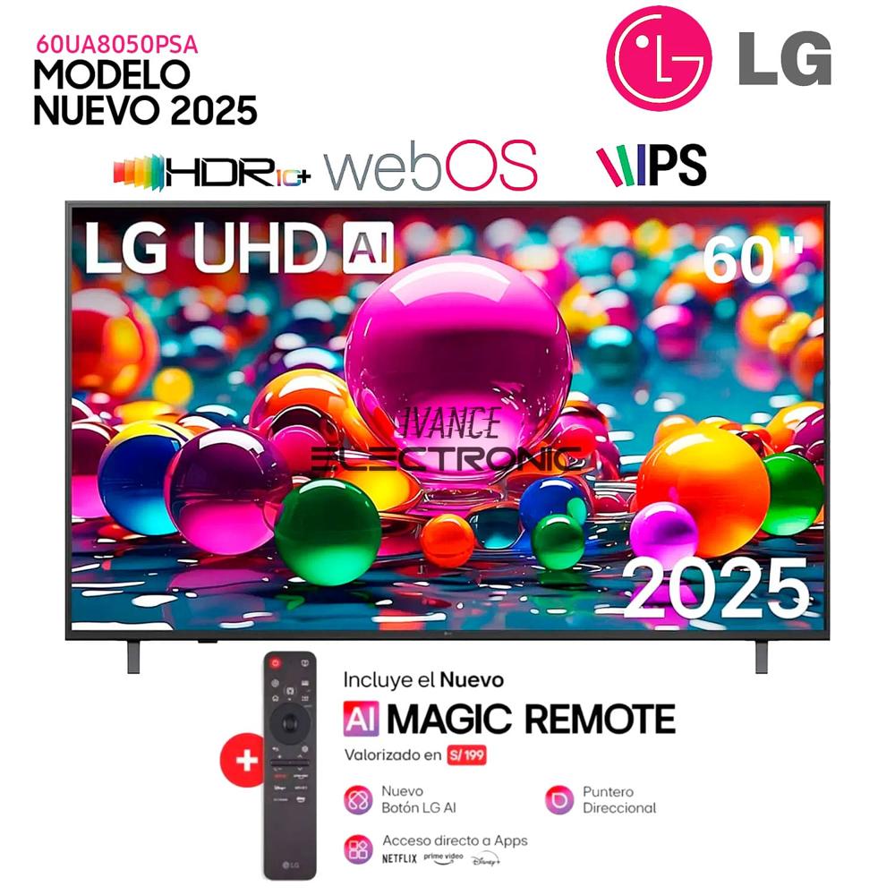 Televisor LG 60 Pulg Smart UHD 4K Thinq Ai 60UA8050PSA - Control Inteligente MAGIC