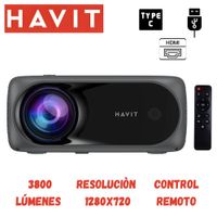 Proyector compacto Havit PJ221 1280 x 720 píxeles, 3800 Lumens – Negro