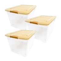 Combo Reyplast: 3 Cajas Organizadora Plástica Suprema #80 Transparente 57.9 litros
