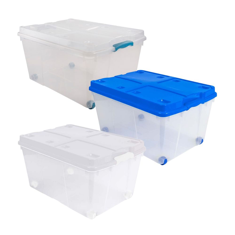 Combo Duraplast: 3 Cajas Plástica Infinity 60 litros - Color Aleatorio