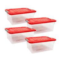 Combo Reyplast: 4 Cajas Organizadora Suprema #25 Transparente de Polipropileno