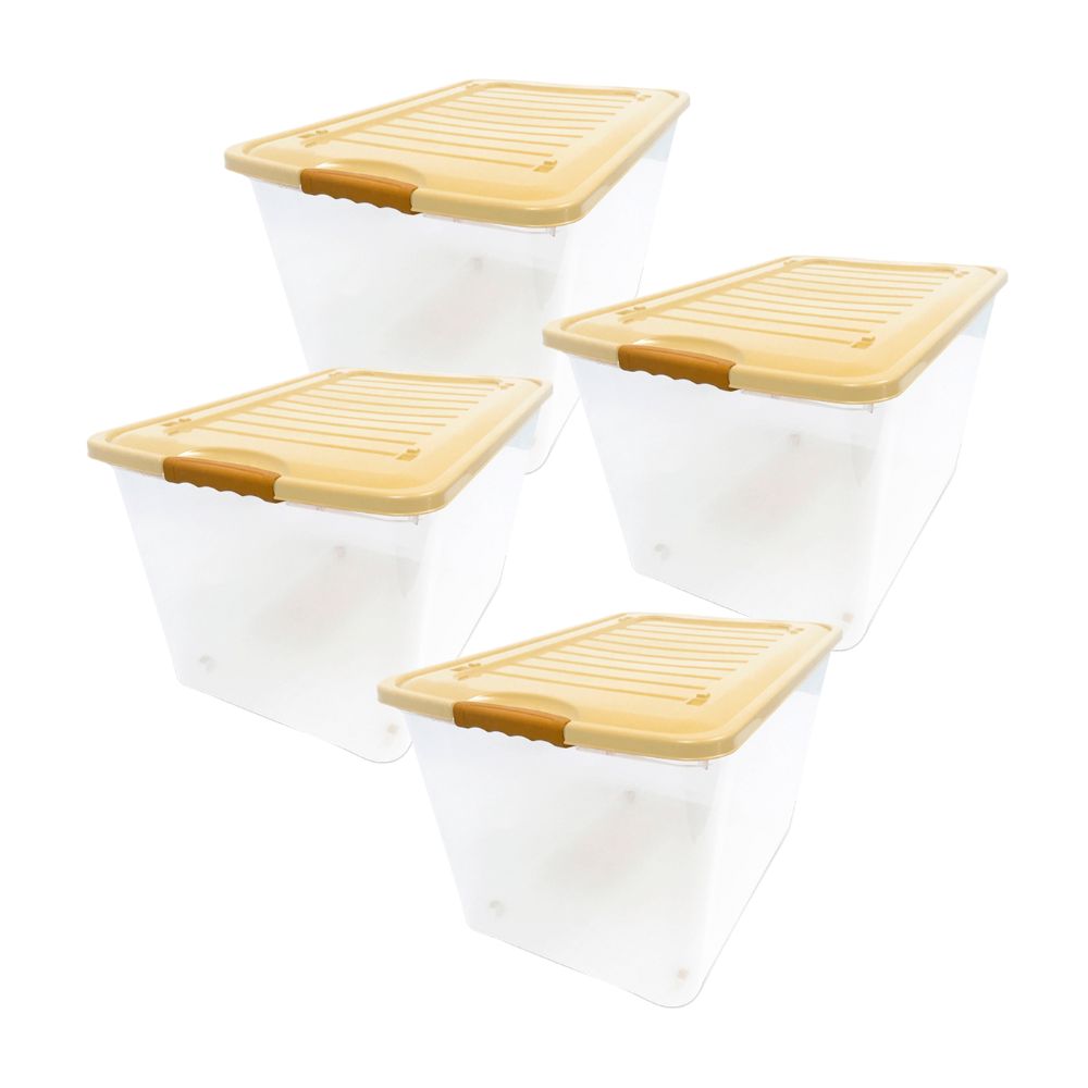 Combo Reyplast: 4 Cajas Organizadora Plástica Suprema #80 Transparente 57.9 litros