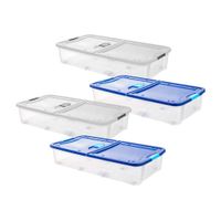 Combo Reyplast: 4 Cajas de Plástico Transparente Ultraforte 71 litros - Color Aleatorio