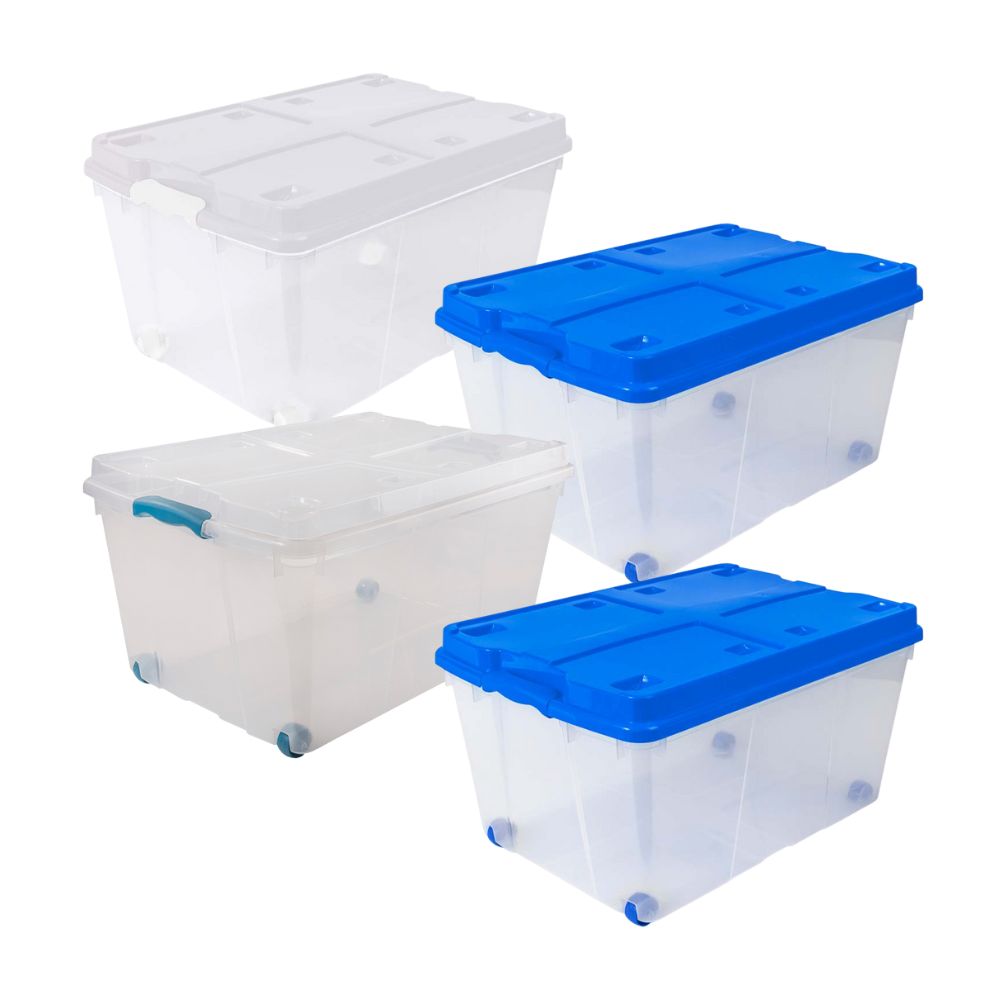 Combo Duraplast: 4 Cajas Plástica Infinity 60 litros - Color Aleatorio