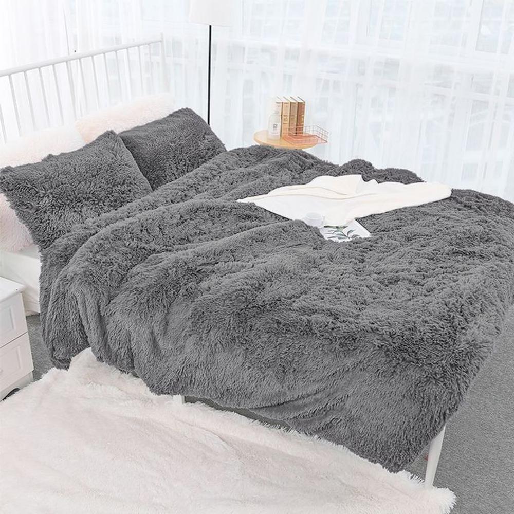 cubrecama 2plz peluche corto plomo